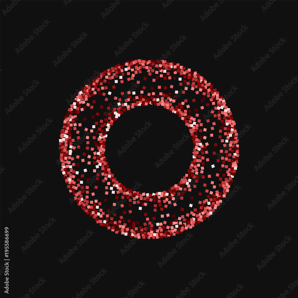 Red gold glitter. Bagel shaped frame with red gold glitter on black background. Excellent Vector illustration. Red gold glitter. Bagel shaped frame with red gold glitter on black background. Excellent Vector illustration.