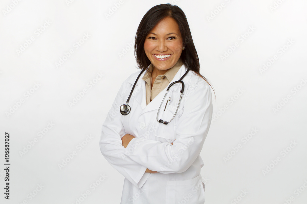 Friendly Asian doctor smiling. Friendly Asian doctor smiling.