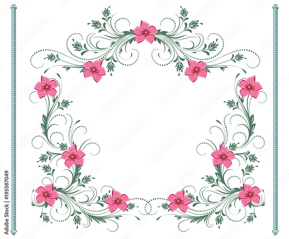 Floral ornament frame for decorative greeting card