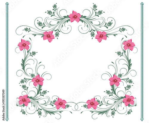 Floral ornament frame for decorative greeting card