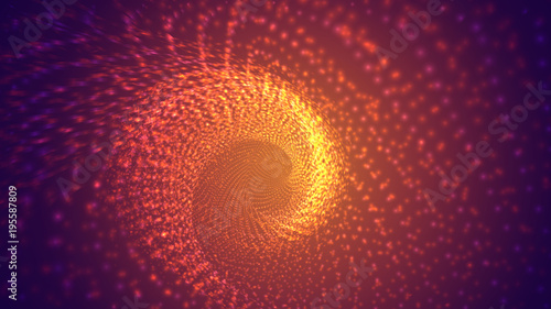 Abstract background of bright glowing particles and paths