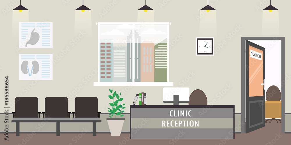 Empty Clinic reception interior,modern furniture, Empty Clinic reception interior,modern furniture,