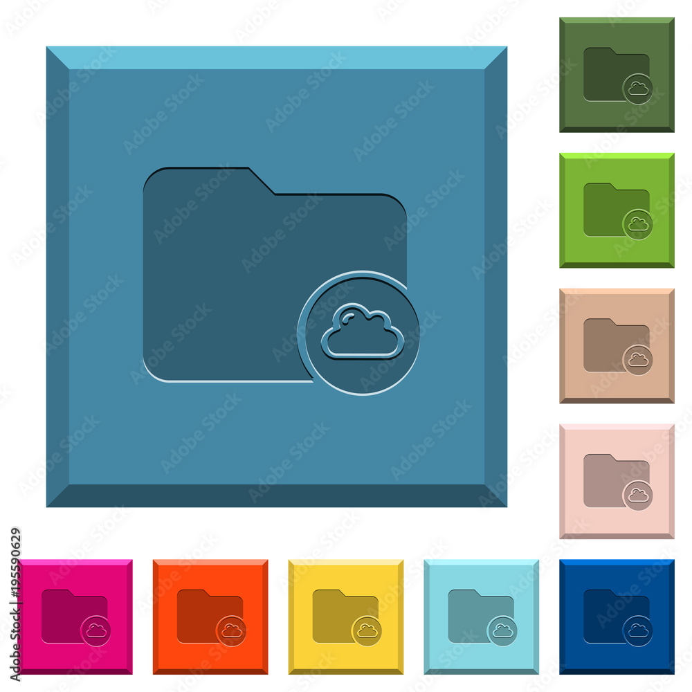 Cloud directory engraved icons on edged square buttons Cloud directory engraved icons on edged square buttons