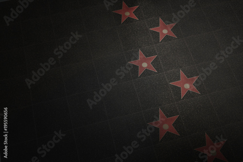 Hollywood no names/empty marble red stars background -3d illustration