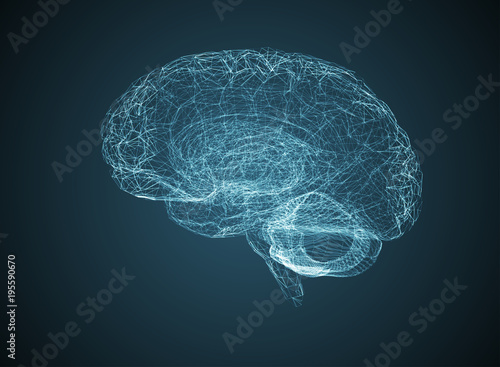  three-dimensional brain on a dark background