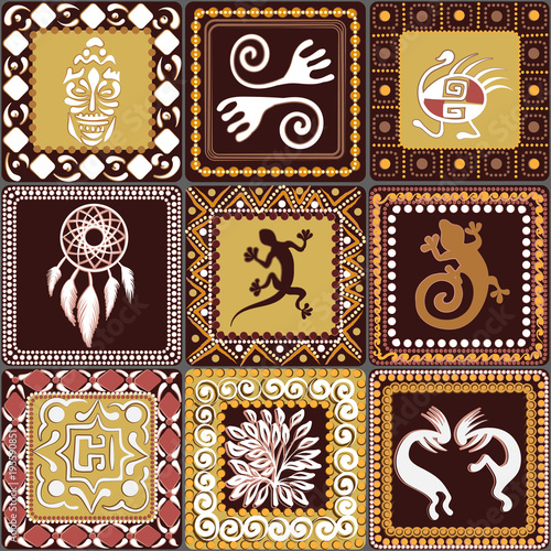 pattern with imitation of elements of rock art