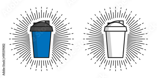 Two shakers vector illustration. Shakers for protein and sports nutrition line art creative concept.