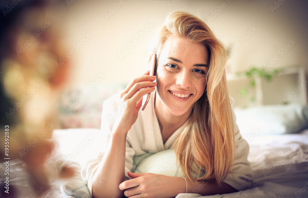 Talk on phone. Talk on phone.