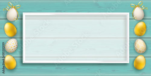 Premium Easter Eggs Turquoise Planks Header White Frame