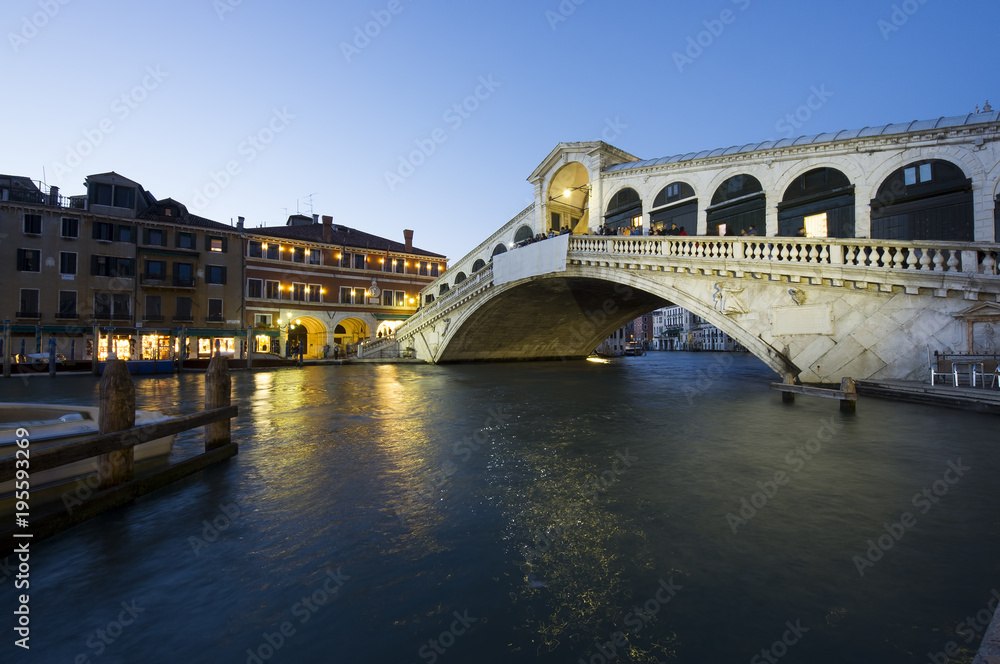 Venice at night. view of Rialto Bridge Venice at night. view of Rialto Bridge