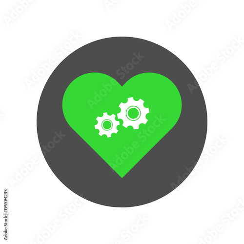 Mechanical heart symbol. Vector icon.