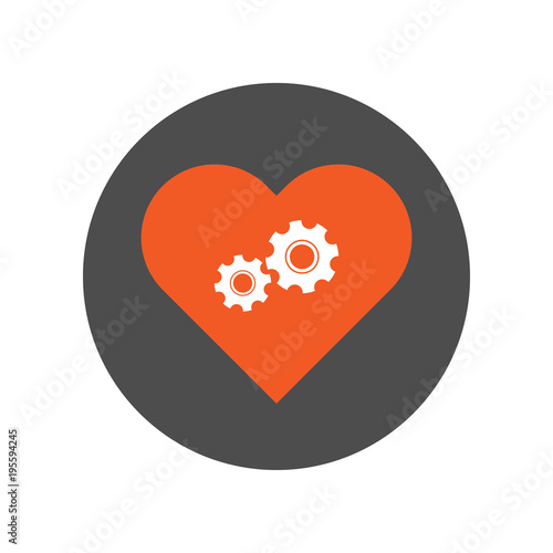 Mechanical heart symbol. Vector icon.