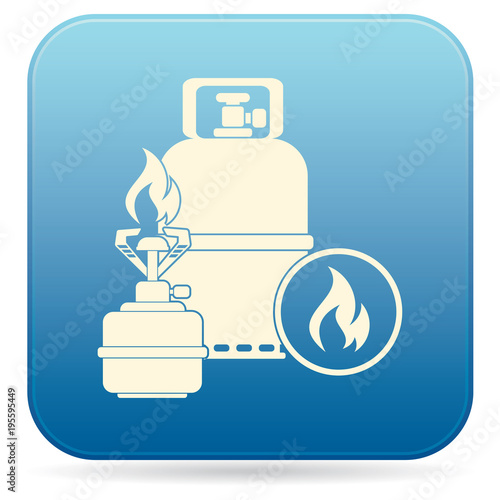 Camping stove with gas bottle icon
