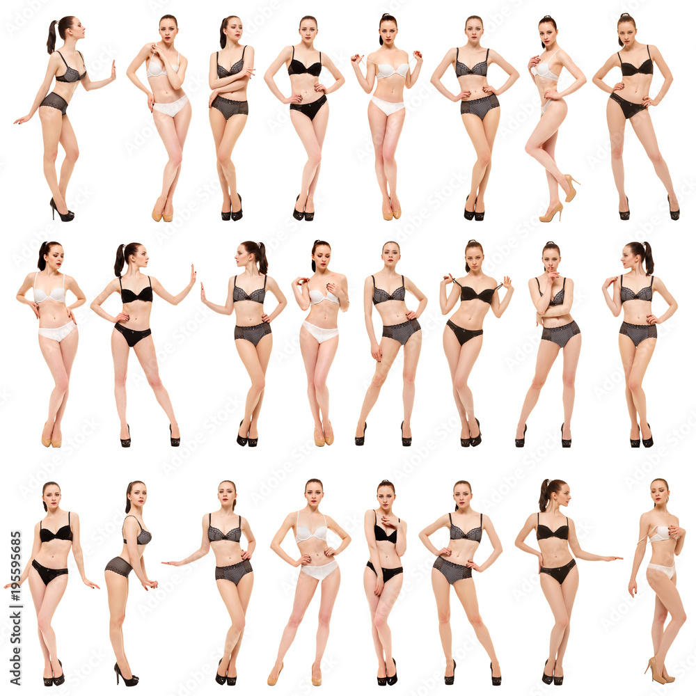 Set woman standing in different poses collection Vector Image