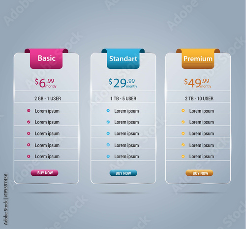 Host pricing for plan website banner. Customer buy package used.Vector illustration