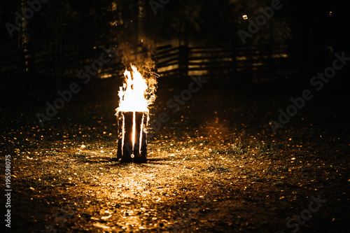 Fireplace in the dark