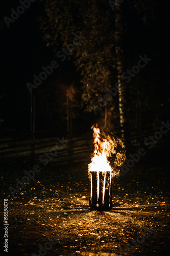 Fireplace in the dark