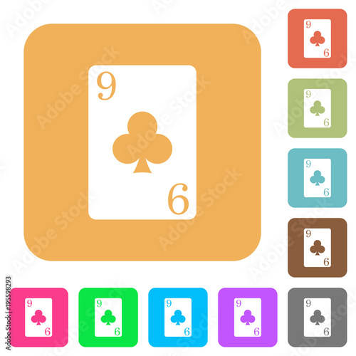 Nine of clubs card rounded square flat icons