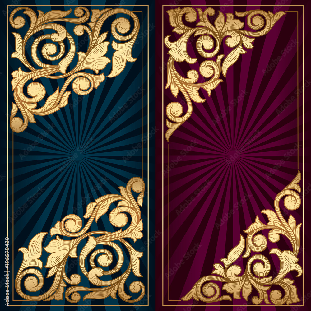 Golden ornate decorative banners