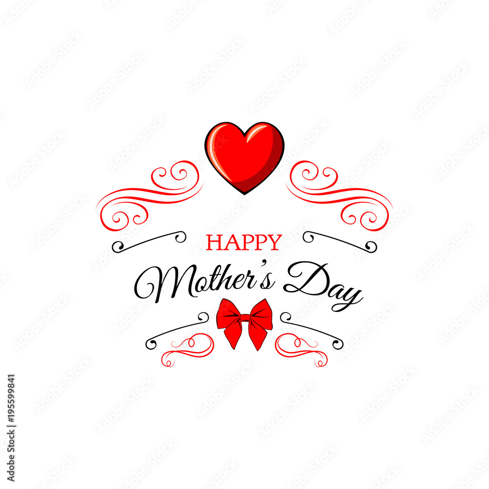 Happy Mother s Day Greeting Card. Lettering calligraphy inscription on heart 