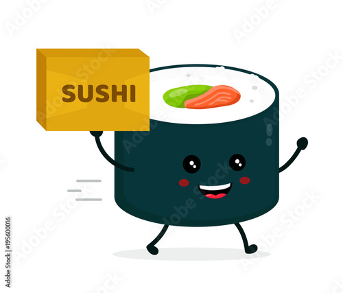 Happy cute smiling funnu sushi roll 
