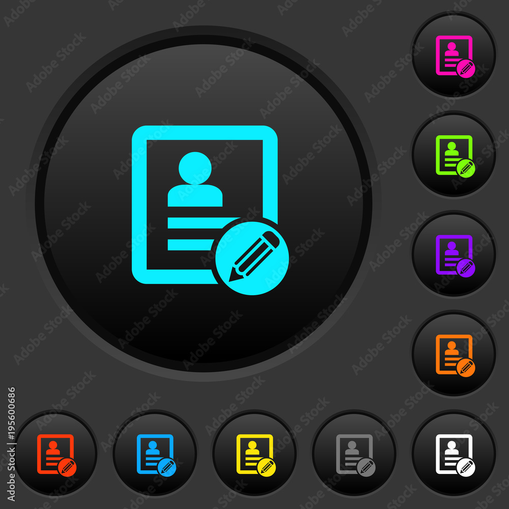 Edit contact dark push buttons with color icons Edit contact dark push buttons with color icons