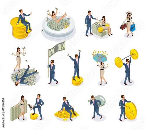 Rich People Isometric Icons