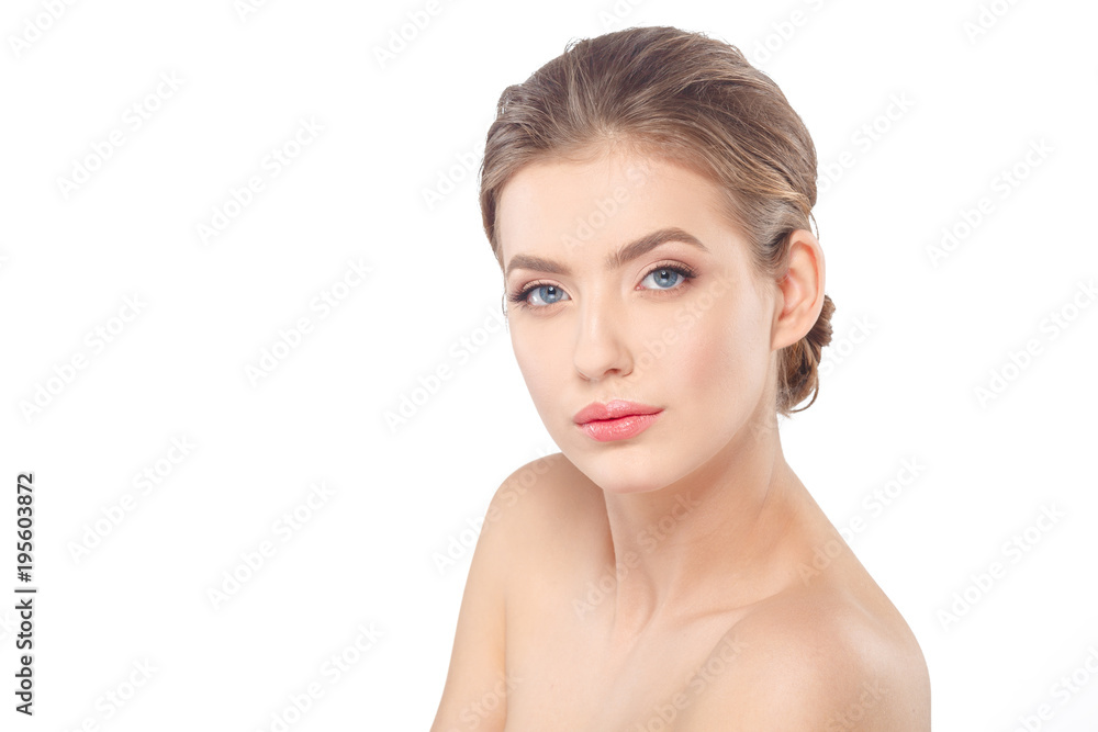 Young beautiful woman face portrait with healthy skin. Young beautiful woman face portrait with healthy skin.