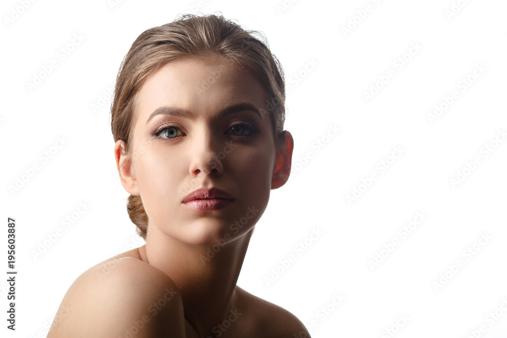 Young beautiful woman face portrait with healthy skin. Young beautiful woman face portrait with healthy skin.