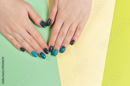 Stylish trendy female manicure.