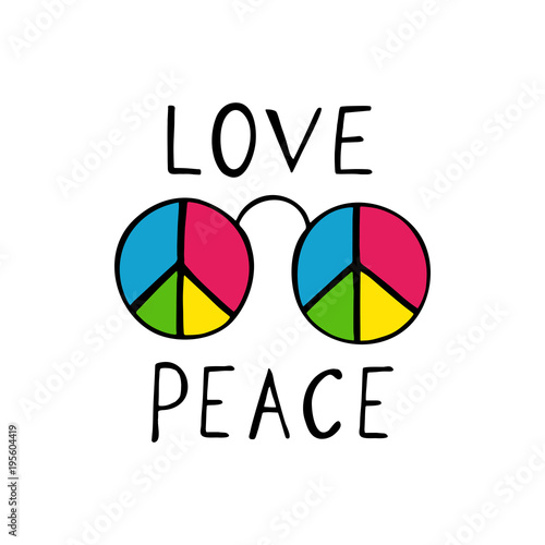 Love and peace hippie style design. 