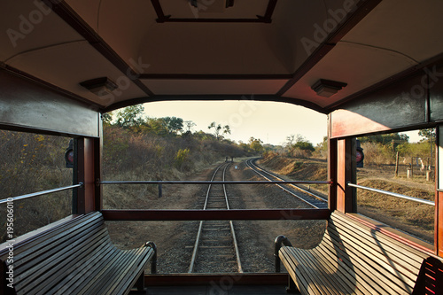 Foto Inside view of a historical train car