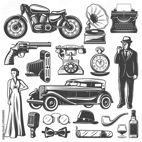 Vintage Retro Elements Set