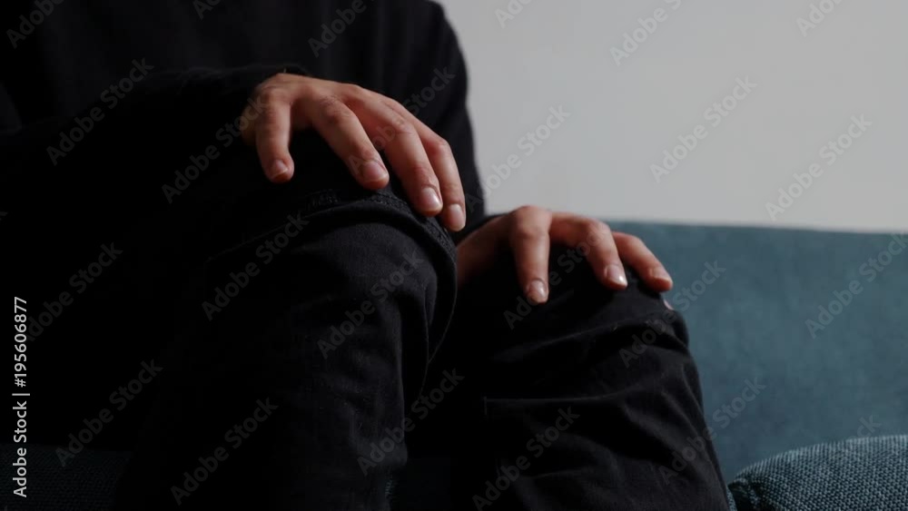 Therapy session: close up on nervous, anxious man's hands Therapy session: close up on nervous, anxious man's hands