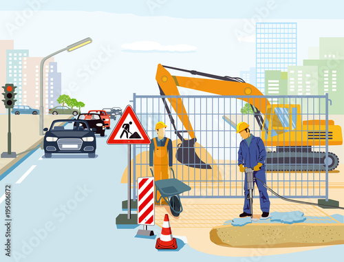 Reparatur im Straßenbau illustration