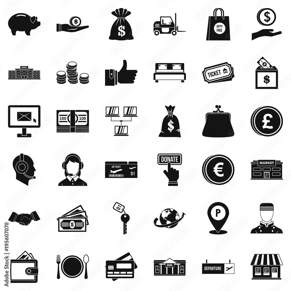 Money encouragement icons set, simple style Money encouragement icons set, simple style