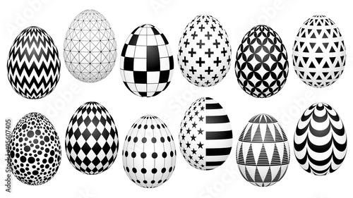 stylish set of Easter eggs with a geometric pattern for the background, design, advertising, packaging, screensaver, ideas. vectorial sketch number two