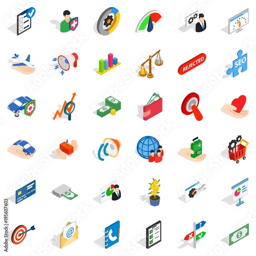 Service charge icons set, isometric style