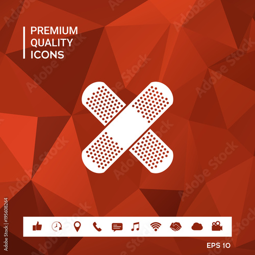 Cross adhesive bandage, medical  plaster icon