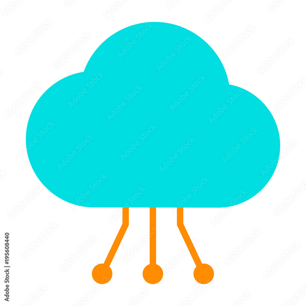 Cloud Technology Icon with Circuit Pattern. Vector Simple Minimal 96x96 Pictogram