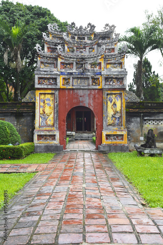 The gate to The To Mieu and Hung To Mieu Complex in the Imperial City, Hue, Vietnam 