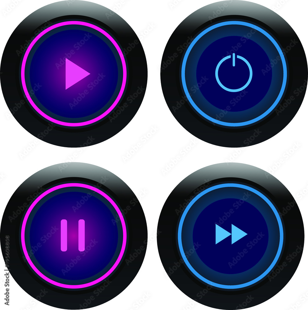 Pink and blue round play button Pink and blue round play button