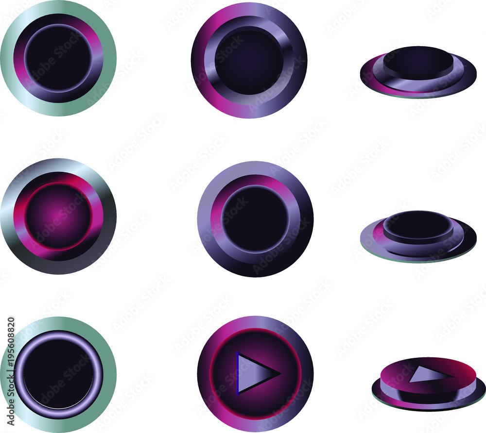 Colored matall round play button Colored matall round play button