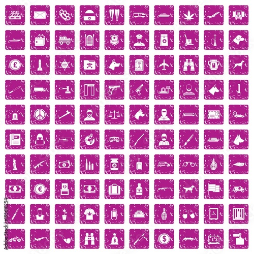 100 smuggling icons set grunge pink