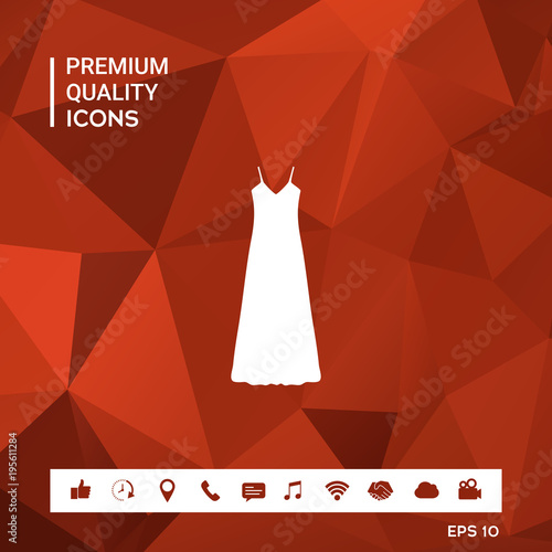 Long Dress, Evening dress, combination or nightie , the silhouette. Menu item in the web design