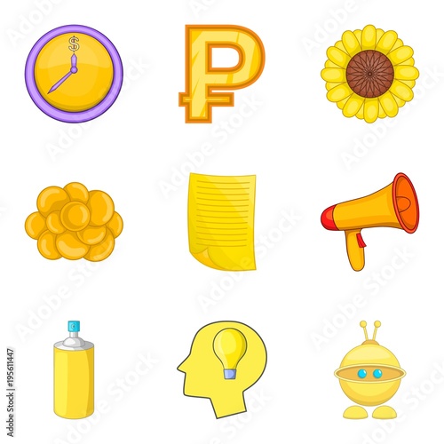 Possibility of money icons set, cartoon style