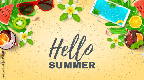 Hello Summer vacation web banner