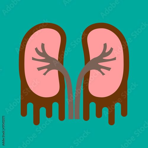 kidney disease silhouette icon. Stones in the kidneys. Pyelonephritis. Urolithiasis disease. Flat style