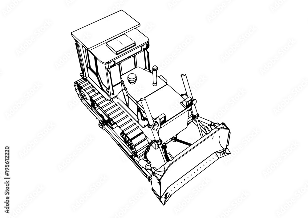 outline vector bulldozer.