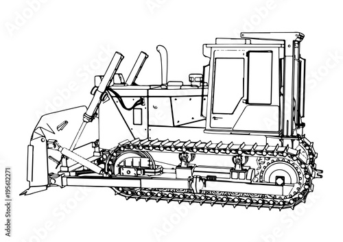 outline vector bulldozer.